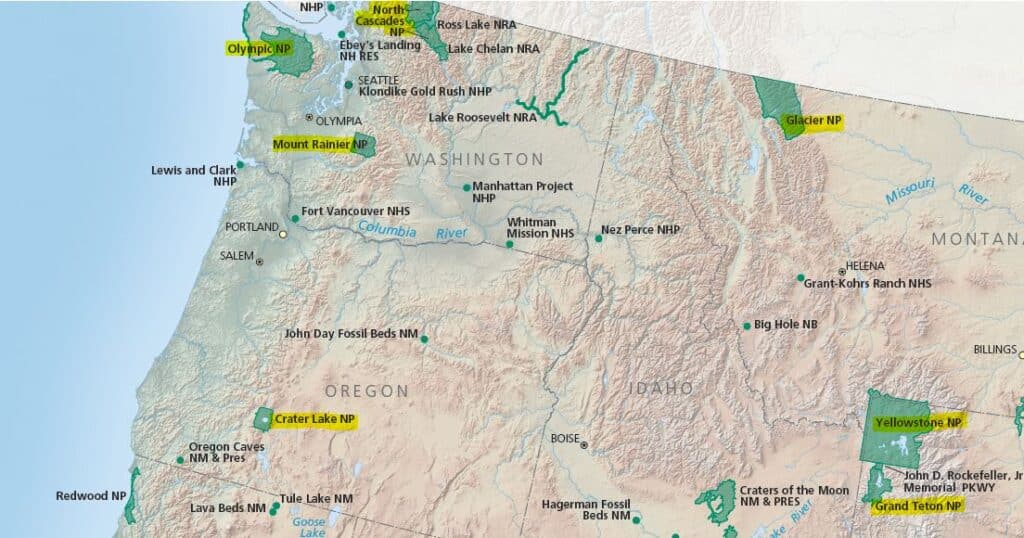 National Parks maps - Maslulim America