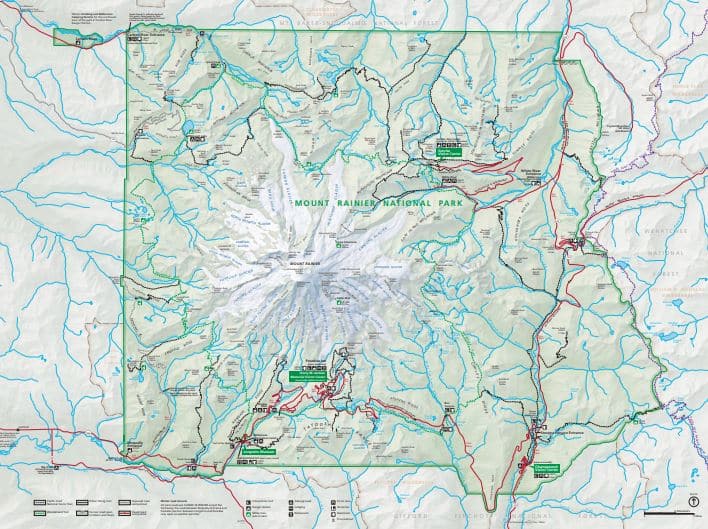 מפות של הפארקים הלאומיים של ארה"ב - הר רייניר