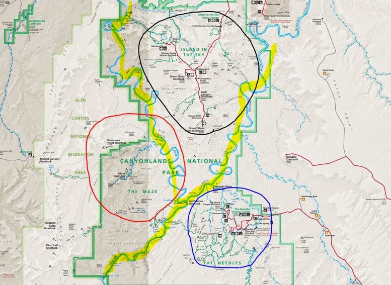 מפת מחוזות פארק קניונלנדס