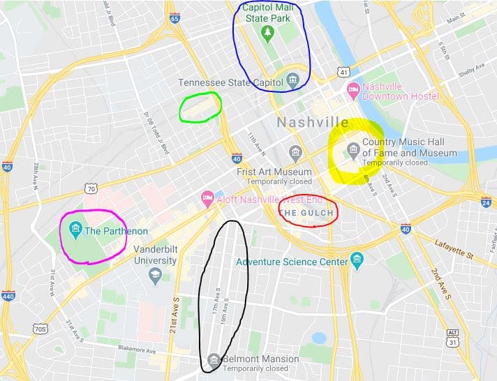 נאשוויל אזורים