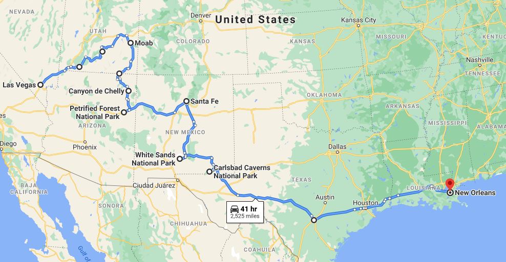 Las Vegas to New Orleans 5 Maslulim America